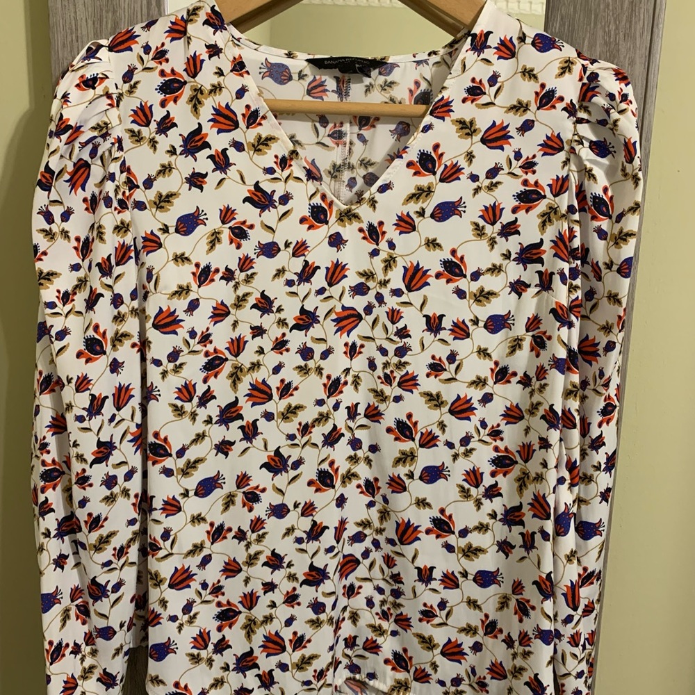 Banana Republic Satin Puff-Sleeve Blouse- XSP